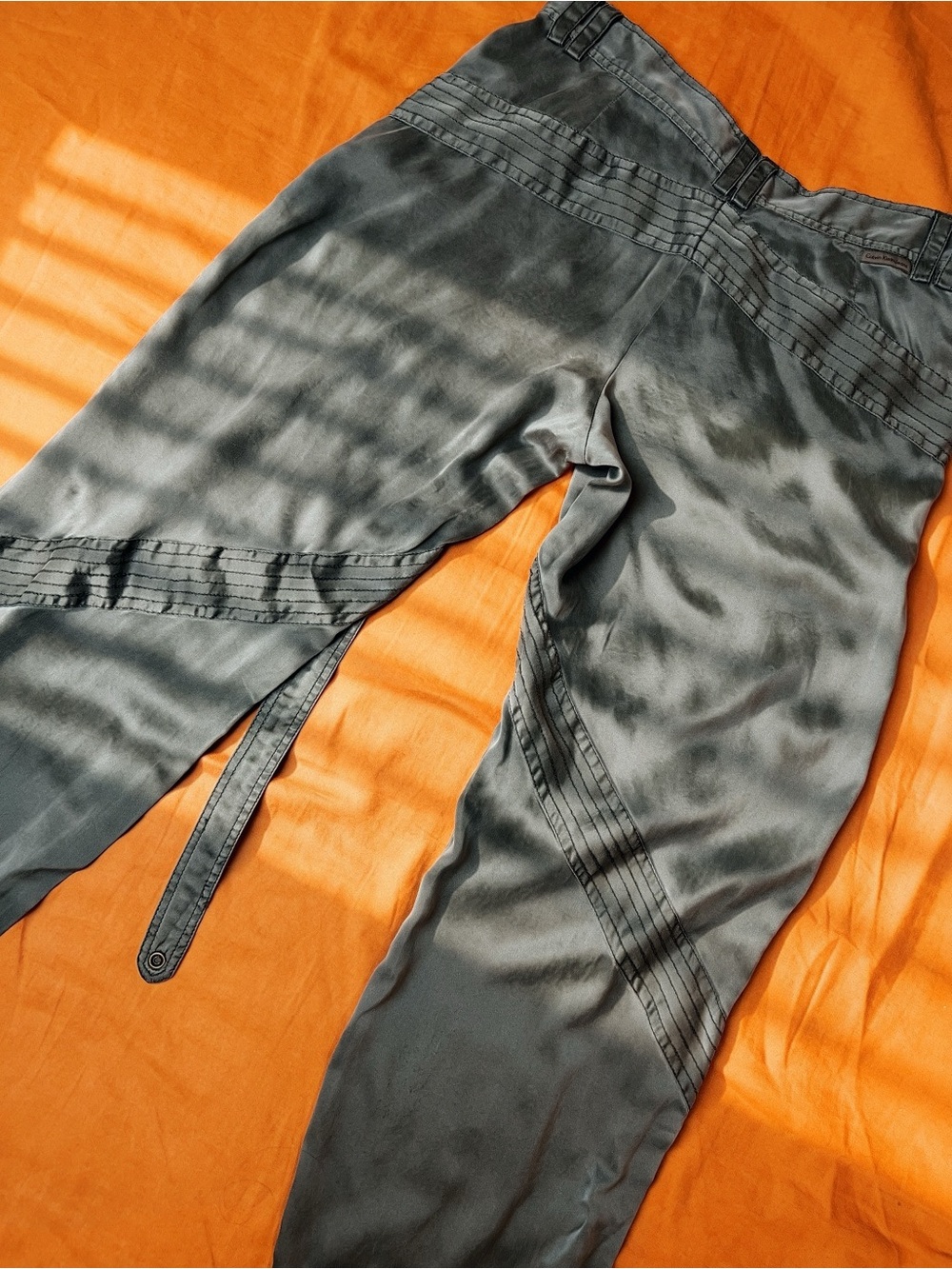 Vintage Calvin Klein 100% Silk Cargo Jogger Utility Pants - 🫒Olive Green Y2K